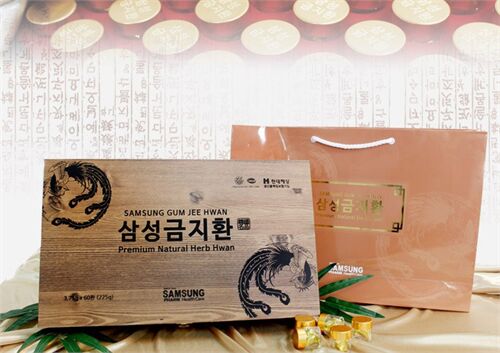 Viên uống An cung hộp gỗ Samsung 60 viên Gum Jee Hwan của Hàn Quốc