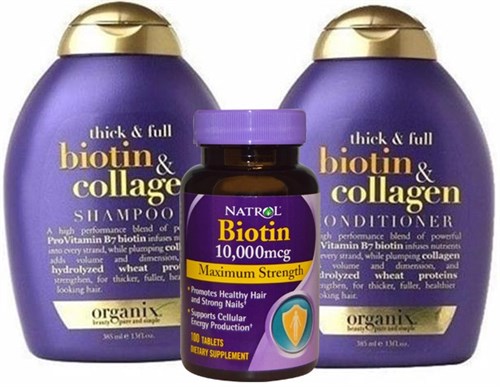 Combo cặp dầu gội xả Organix Biotin + Viên uống biotin 10000mcg NATROL hộp 100 viên