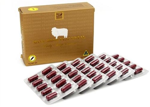 Viên uống nhau thai cừu Maxi 50000 Placental Wellbeing nutrition của Úc - Hộp 100 viên