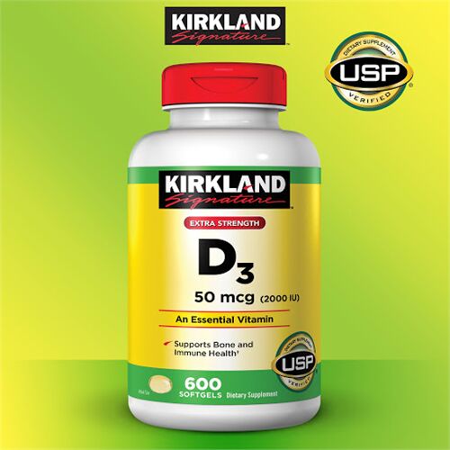  Viên uống Kirkland Vitamin D3 50mcg 2000 IU 600 viên của Mỹ