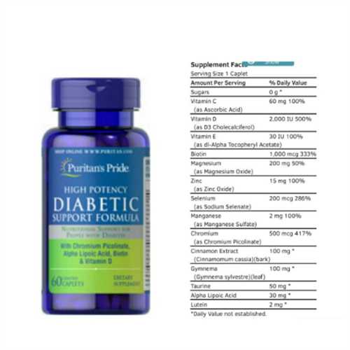 Viên uống hỗ trợ bổ sung Vitamin cho người bị tiểu đường Puritan's Pride High Potency Diabetic Support Formula 60 viên của Mỹ 