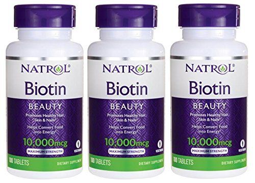 Combo 3 hộp Biotin 10000mcg NATROL hộp 100 viên - Viên uống chống rụng tóc của Mỹ 