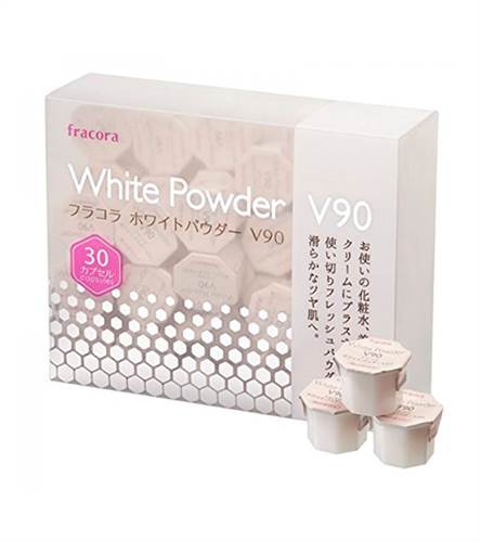 Bột dưỡng trắng da Fracora White Power V90 hộp 10 viên của Nhật Bản