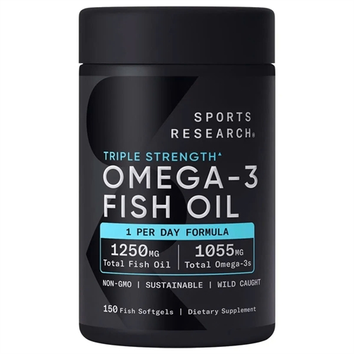 Thực phẩm chức năng Dầu cá Sports Reseach Triple Strength Omega-3 Fish Oil 150 viên của Mỹ