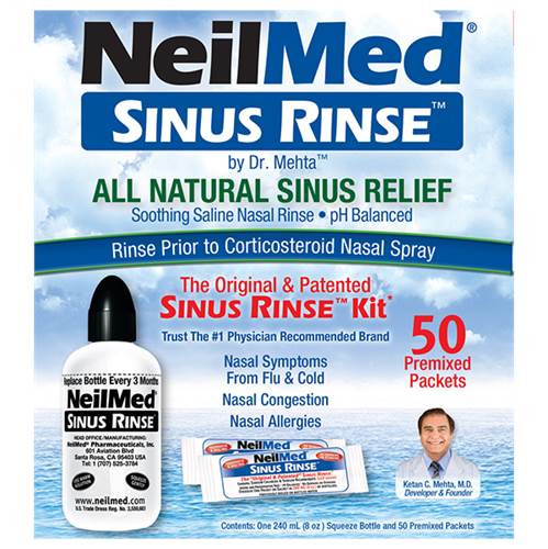Bộ sản phẩm rửa mũi 50 gói muối Neilmed Sinus Rinse regular của Mỹ