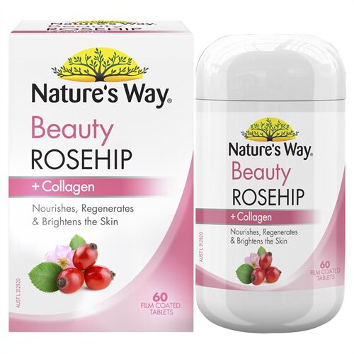 Viên uống đẹp da Nature's Way Beauty Rosehip + Collagen 60 viên