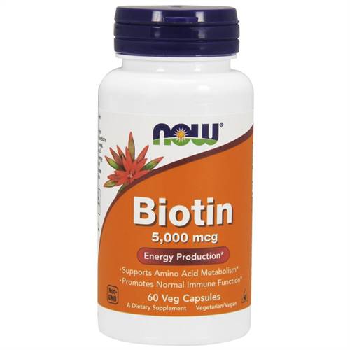 Viên uống hỗ trợ mọc tóc NOW Foods Biotin 5000mcg hộp 60 viên của Mỹ
