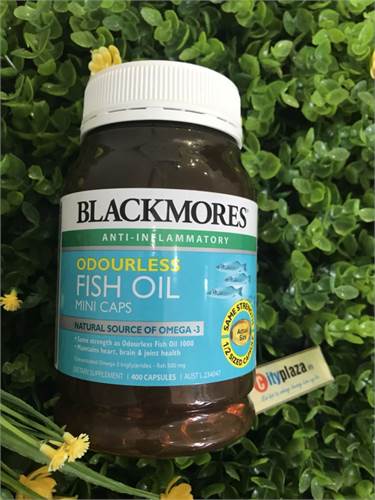 Viên uống dầu cá Odourless Fish Oil Mini Caps lọ 400 viên hãng Blackmores của Úc