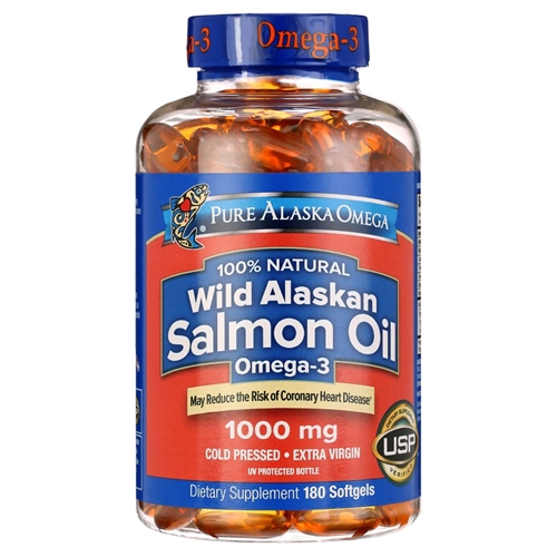 Viên uống dầu cá Pure Alaska Omega Wild Alaskan Salmon Oil Omega 3 hộp 1000mg 180 viên của Mỹ