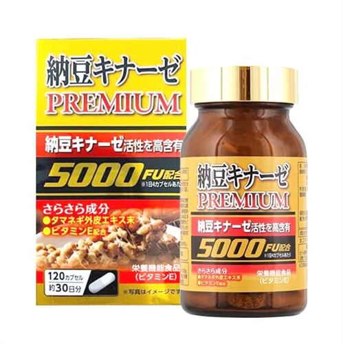 Viên Uống Nattokinase Premium 5000Fu hộp 120 viên của Nhật Bản