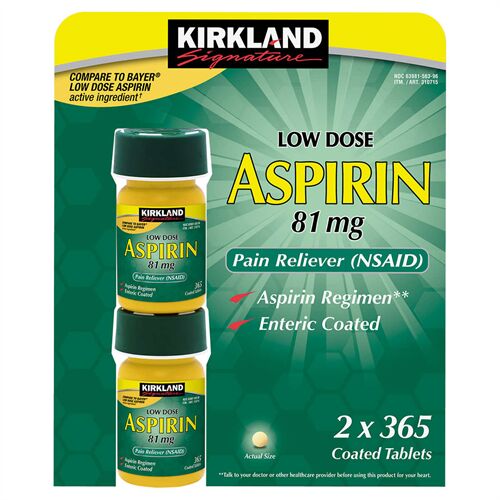 Viên uống giảm đau Kirkland Low Dose Aspirin của Mỹ hai hộp 365 viên