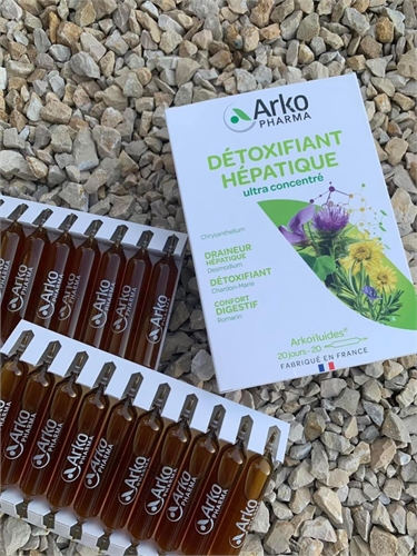 Thực phẩm chức năng thải độc gan Arkopharma Detoxifiant Hepatique hộp 20 ống của Pháp