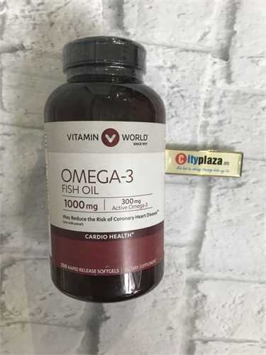Dầu cá Fish oil omega 3 1000mg Vitamin World 250 viên