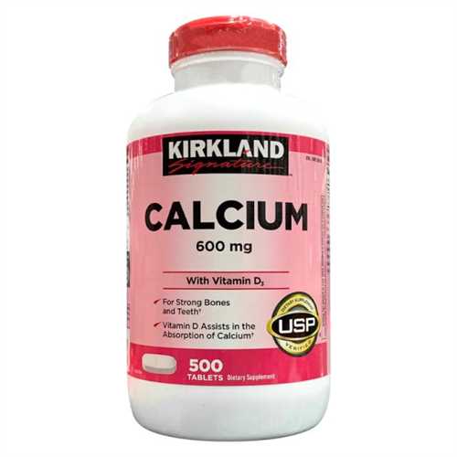 Viên Calcium 600mg with vitamin D hộp 500 viên của Kirkland - Mỹ