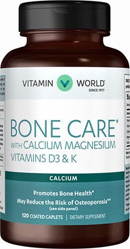 Viên uống Vitamin World Bone Care with Calcium Magnesium Vitamins D3 & K 120 viên của Mỹ