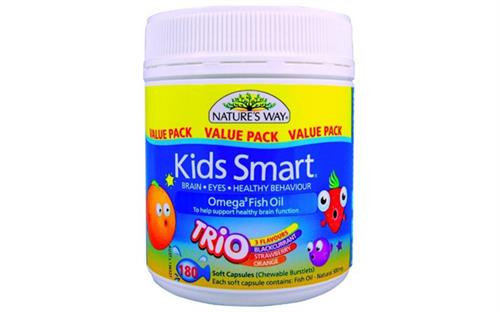 Kids Smart Omega 3 Fish Oil Trio hộp 180 viên của Úc - Kẹo mềm dầu cá cho bé