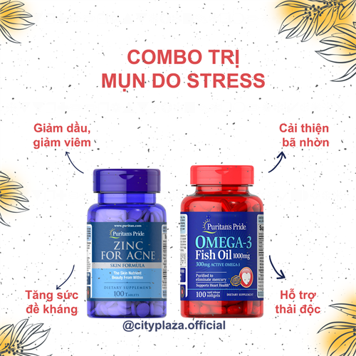 COMBO Kẽm trị mụn ZFA và Omega 3 Fish Oil - Hỗ trợ trị mụn do căng thẳng