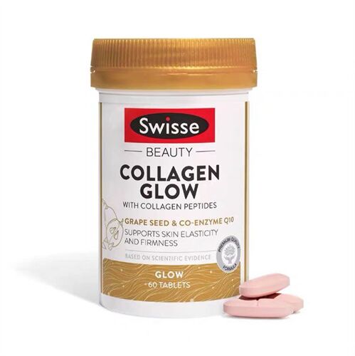 Viên uống đẹp da Swisse Beauty Collagen Glow With Collagen Peptides 60 viên của Úc