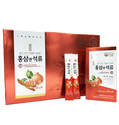 Nước lựu hồng sâm collagen Daedong hộp 30 gói x 10ml của Hàn Quốc 
