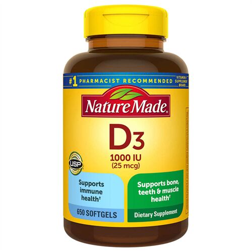 Viên uống bổ sung Vitamin D3 Nature Made D3 1000 IU (25mcg) 650 viên của Mỹ
