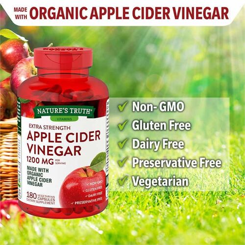 Viên uống giấm táo hữu cơ Nature’s Truth Apple Cider Vinegar 1200mg 180 viên của Mỹ