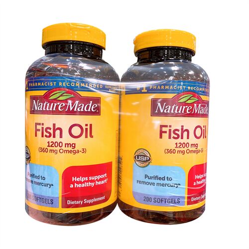 Viên uống dầu cá Nature Made Fish oil Omega 3, 1200mg hộp 200 viên của Mỹ