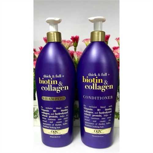 Bộ dầu gội, xả chống rụng và kích thích mọc tóc Thick & Full Or OGX Beauty Biotin & Collagen của Mỹ chai to 750ml có vòi