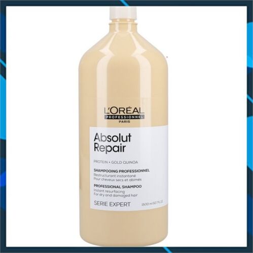 Dầu gội L'oreal Serie Expert Absolut Repair Protein + Gold Quinoa shampooing professionnal 1500ml  phục hồi tóc hư tổn