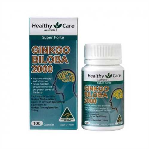 Viên uống tuần hoàn não GINKGO BILOBA chiết xuất từ bạch quả 2000mg Healthy Care Úc