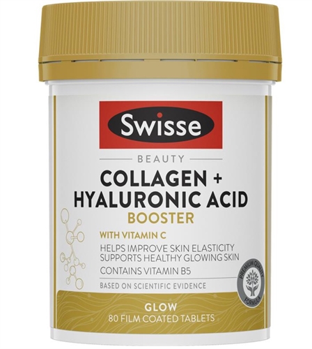 Viên uống bổ sung Collagen Swisse Beauty Collagen + Hyaluronic Acid Booster 80 viên của Úc