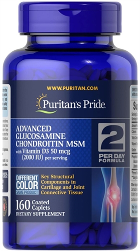 Viên uống Puritan’s Pride Advanced Glucosamine, Chondroitin, MSM & D3 160 viên Mỹ