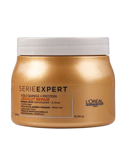  Dầu hấp (kem ủ tóc) Serie Expert L'oreal Gold Quinoa + Protein Absolut Repair 500ml phục hồi tóc hư tổn, khô xơ