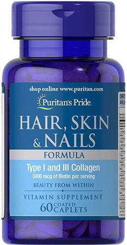 Vitamin Làm Đẹp Da, Tóc, Móng hộp 60 viên của Mỹ - Hair, Skin & Nails Formula Puritan Pride