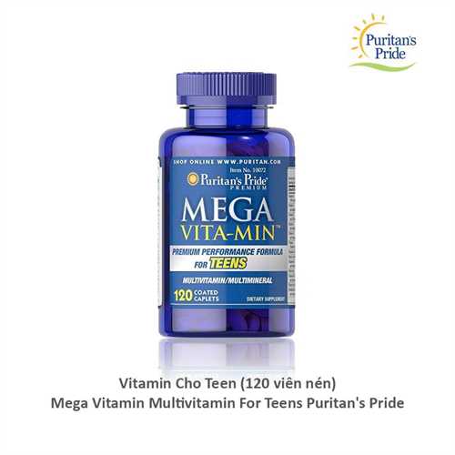 Viên uống Puritan's Pride Mega Vita Min Multivitamins for Teens 120 viên của Mỹ - sản phẩm dành cho trẻ từ 10-18 tuổi