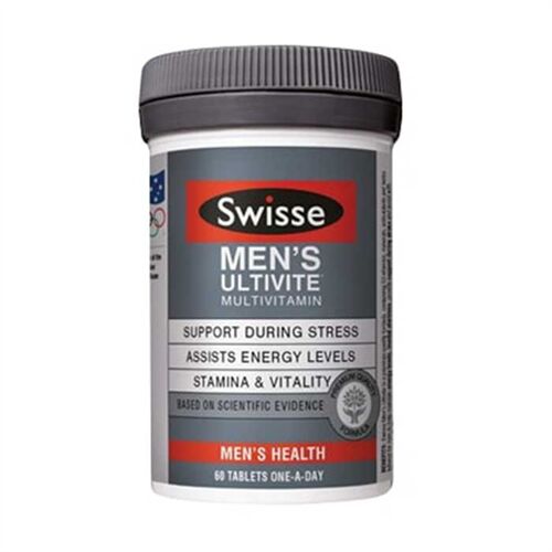 Viên uống bổ sung các vitamin và khoáng chất dành cho nam giới dưới 50 tuổi, Swisse Men's Ultivite Multivitamin 60 viên của Úc