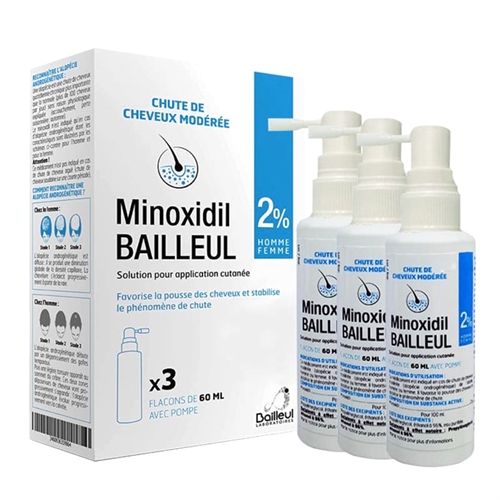 Thực phẩm chức năng Set 3 chai xịt mọc tóc Minoxidil Bailleul 2% của Pháp