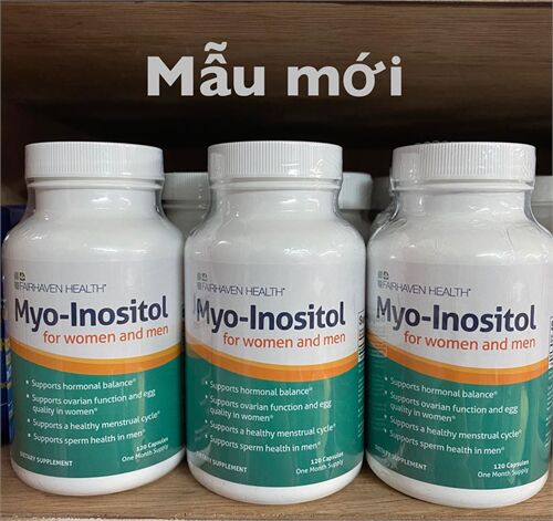 Viên uống hỗ trợ điều trị buồng trứng đa nang cho phụ nữ và tăng chất lượng tinh trùng cho nam giới Fairhaven Health Myo-Inositol For Women and Men lọ 120 viên của Mỹ