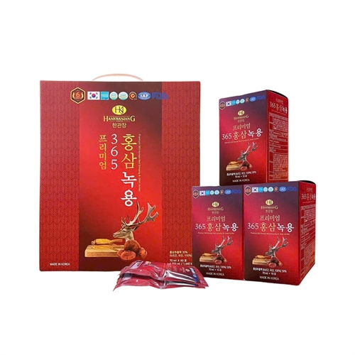Nước Hồng Sâm Nhung Hươu Linh Chi Hankwanjang 365 hộp 60 gói * 70ml của Hàn Quốc
