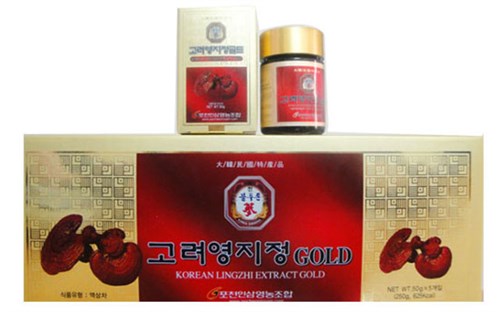 Cao linh chi đỏ Hàn Quốc - Hộp màu vàng 5 lọ 250 gram
