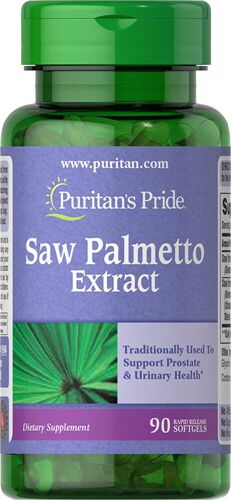 Viên uống hỗ trợ tuyến tiền liệt và tiết niệu Puritan's Pride Saw Palmetto Extract lọ 90 viên của Mỹ