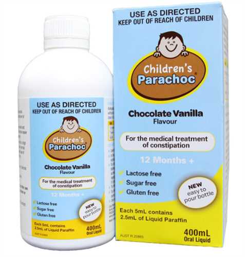 Children's Parachoc Chocolate Vanilla Flavour Siro Cải Thiện Tình Trạng Táo Bón Cho Bé trên 12 tháng tuổi  400ml  của Úc