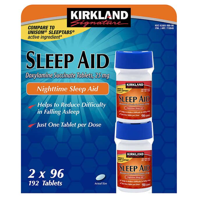 Viên uống Kirkland Sleeping Aid Doxylamine Succinate 25mg 192 viên của Mỹ