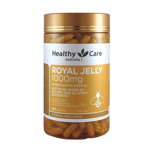 Sữa Ong Chúa Royal Jelly 1000 Healthy Care  hộp 365 viên của Úc