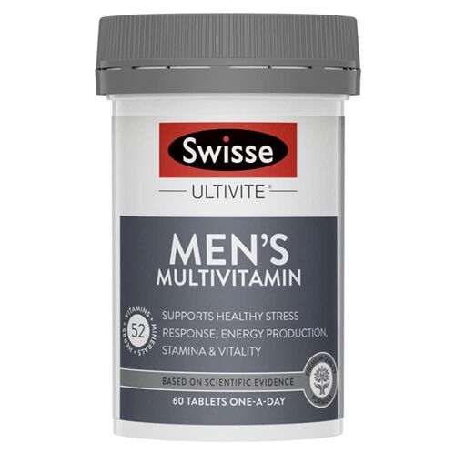 Viên uống bổ sung các vitamin và khoáng chất dành cho nam giới dưới 50 tuổi, Swisse Men's Ultivite Multivitamin 60 viên của Úc