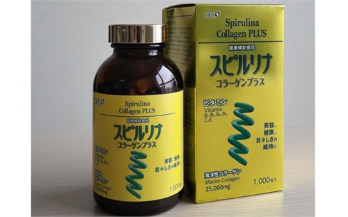 Tảo vàng Spirulina Collagen Plus hộp 1000 viên của Nhật Bản
