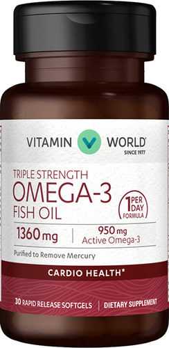 Viên uống dầu cá Fish oil omega 3 1360mg Vitamin World 30 viên của Mỹ