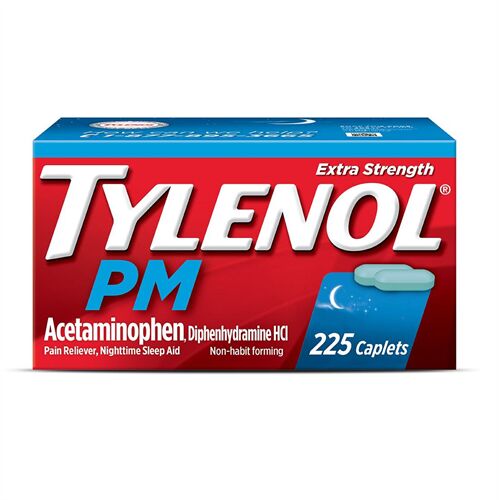Viên uống Tylenol PM Extra Strength Pain Reliever & Sleep Aid hộp 225 viên của Mỹ (date2/2023)
