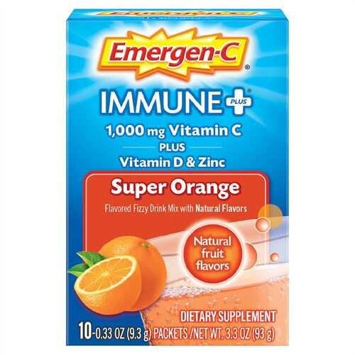 Bột vitamin C hòa tan giúp tăng đề kháng Emergen-C Immune Plus Vitamin D & Zinc hộp 70 gói