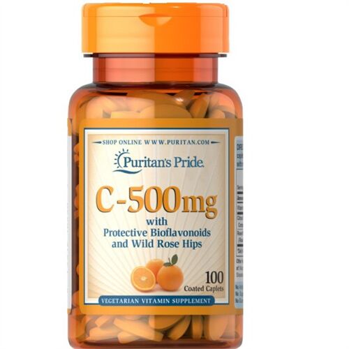 Viên uống Puritans Pride Vitamin C 500 mg With Bioflavonoids & Rose Hips 100 viên của Mỹ